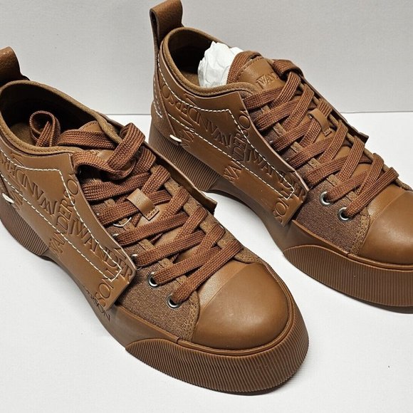 RARE JW Anderson Paneled Low-top Sneakers Leather Brown US Size 8 EU40 NEW - Picture 3 of 7